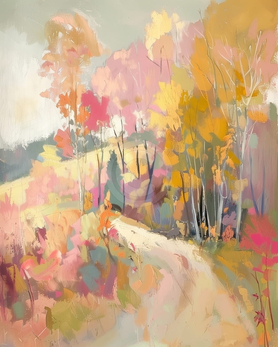 Tablou Drum prin padure in culori de toamna