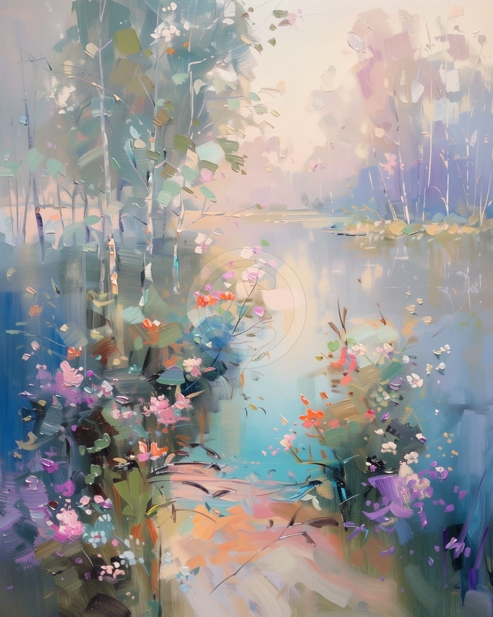 Tablou Gradina langa lac