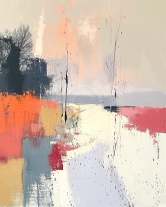 Peisaj abstract cu copaci si culori de toamna