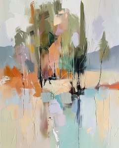 Peisaj abstract cu vegetatie si coline