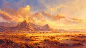 Apus in desert cu formatiuni stancoase