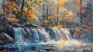 Cascada in padure toamna