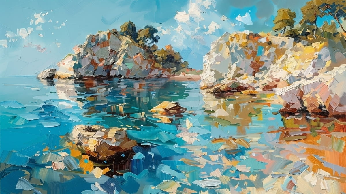 Tablou Golf cu stanci si apa turcoaz