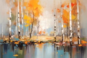 Mesteacani toamna langa apa