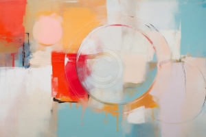 Compozitie abstracta cu cercuri si forme geometrice