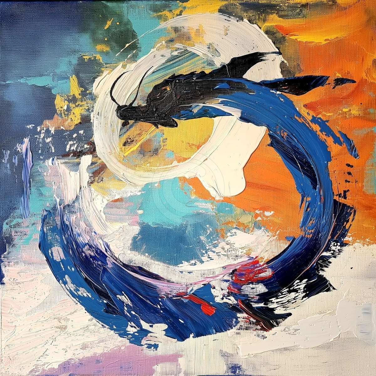 Tablou Dragon abstract in miscare circulara