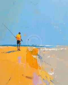 Pescar pe plaja la malul marii