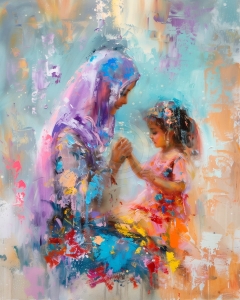 Mama si fiica in rugaciune