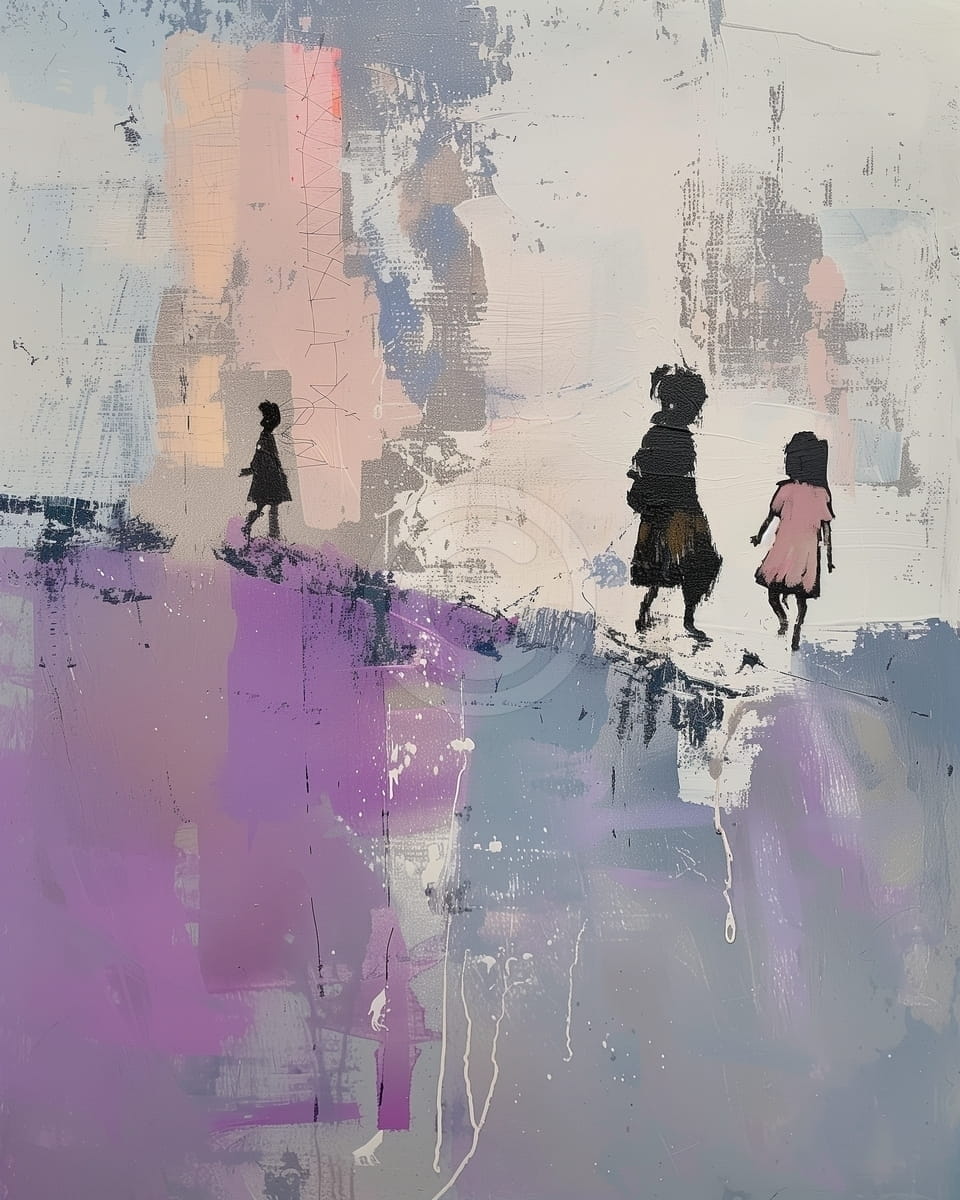 Tablou Siluete pe drumul copilariei