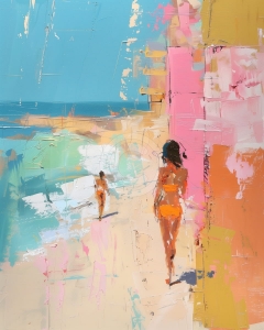 Plimbare pe plaja in lumina verii