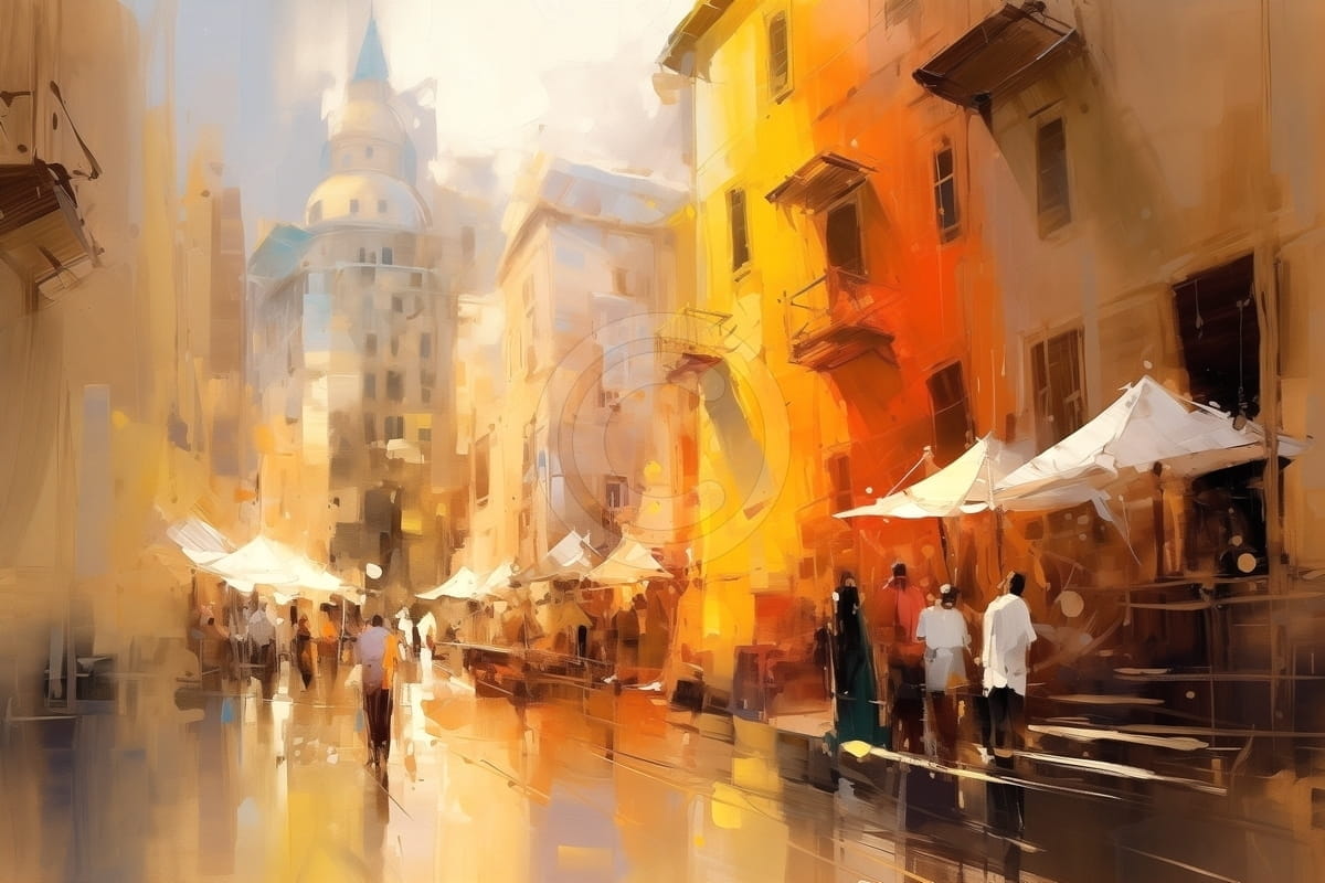 Tablou Strada aglomerata cu terase