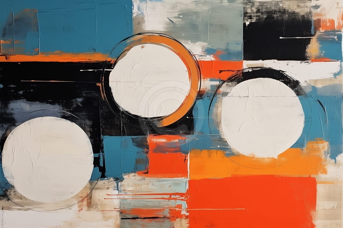 Tablou Trei cercuri pe fundal geometric