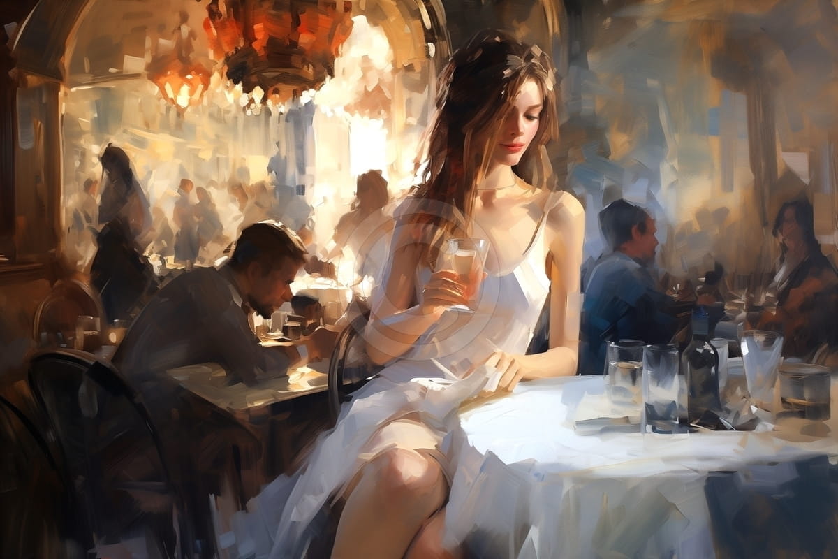 Tablou Femeie la cafenea