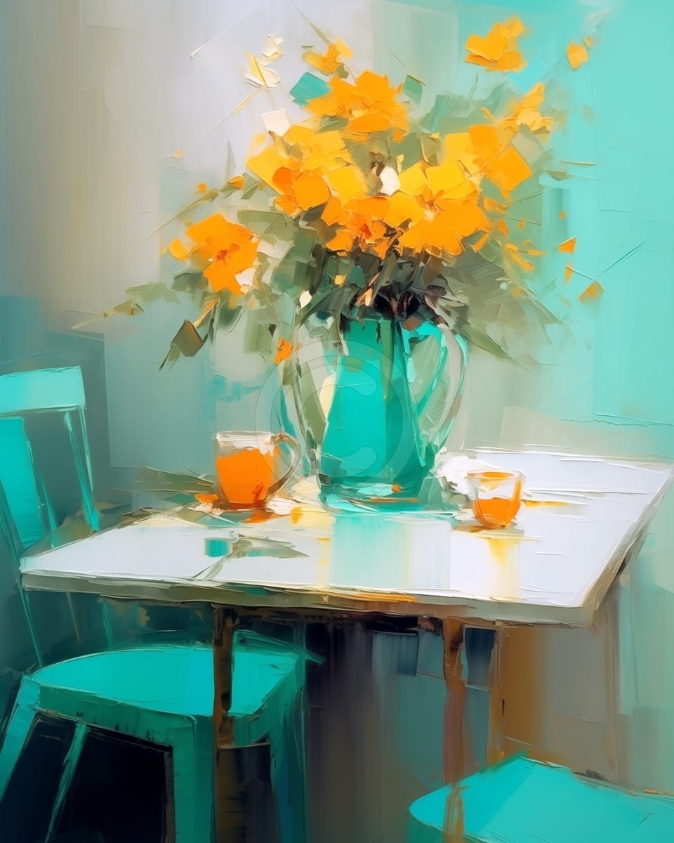 Tablou Masa cu flori galbene