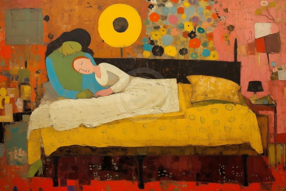 Tablou Cuplu in pat colorat