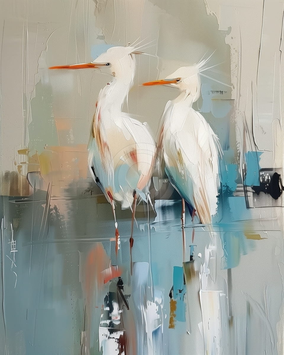 Tablou Egrete albe in apa