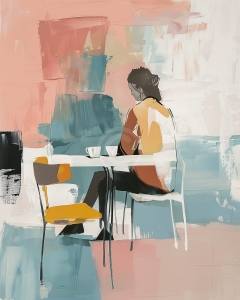Femeie singura la cafenea