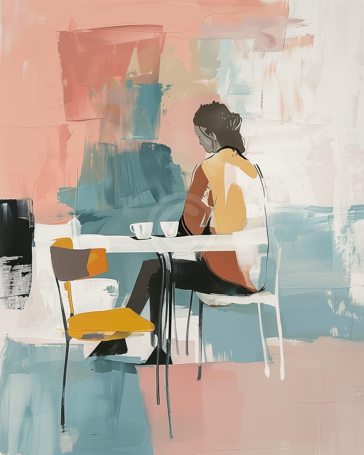 Tablou Femeie singura la cafenea