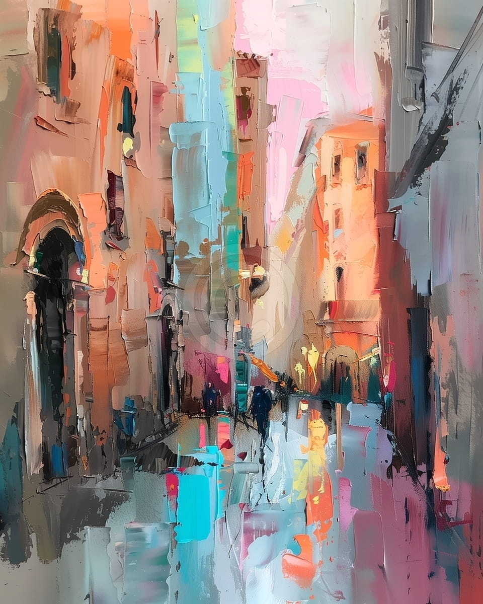 Tablou Strada veche in lumina calda