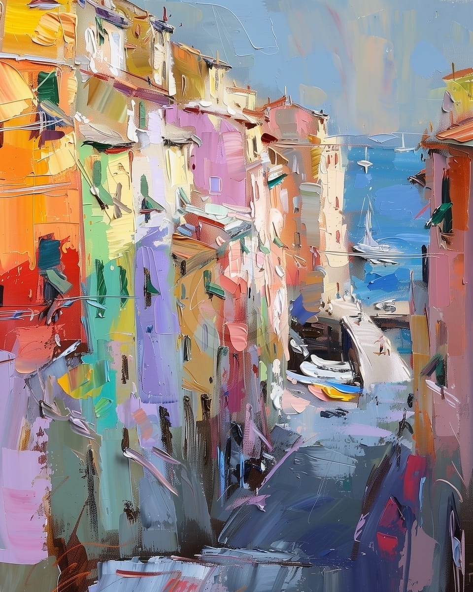 Tablou Strada spre mare in sat italian