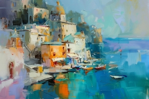 Sat mediteranean cu dom si barci