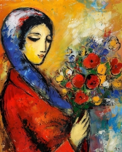 Femeie cu buchet de flori