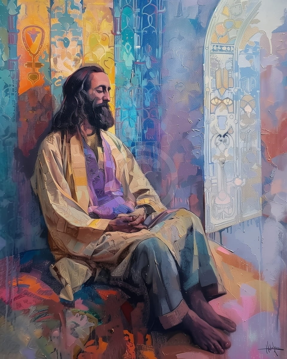 Tablou Meditatie in lumina vitraliilor