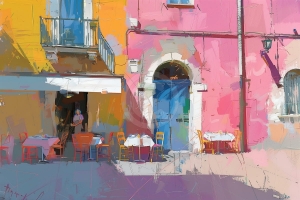 Terasa pe strada colorata