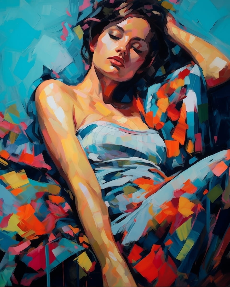 Tablou Femeie in repaus colorat