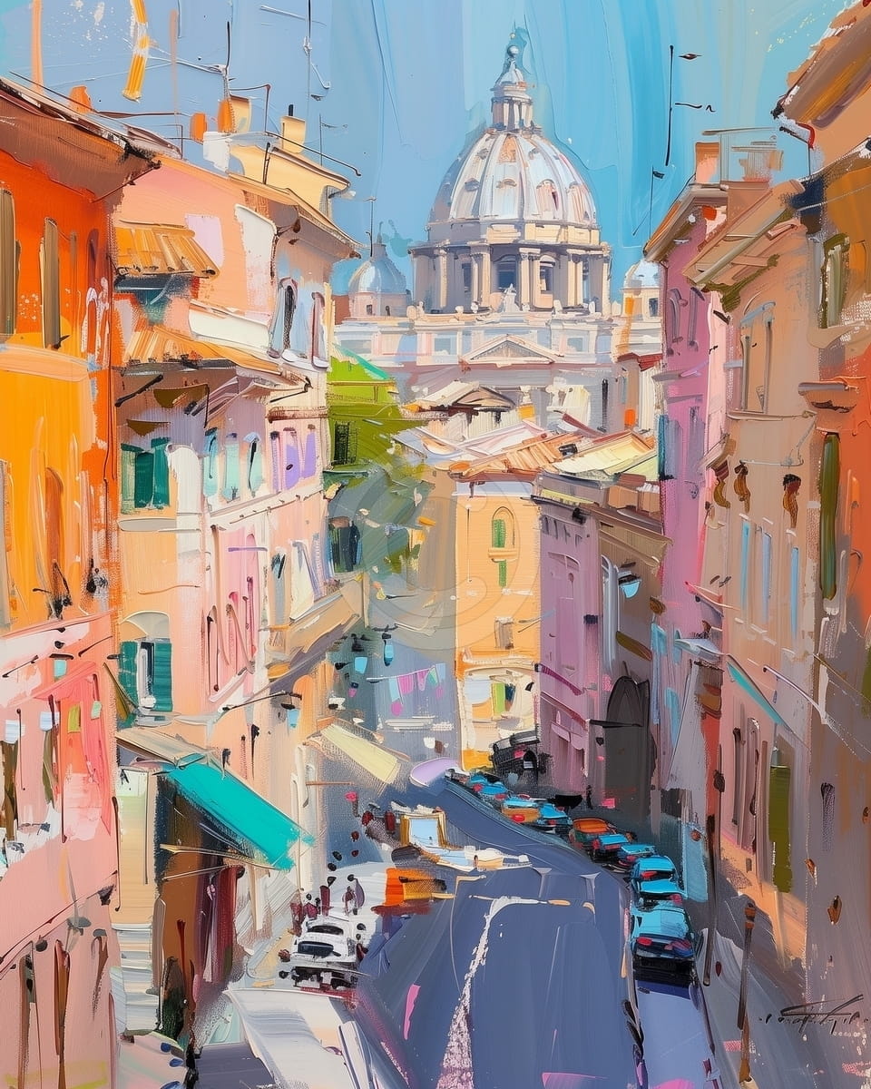 Tablou Strada din Roma cu vedere spre cupola