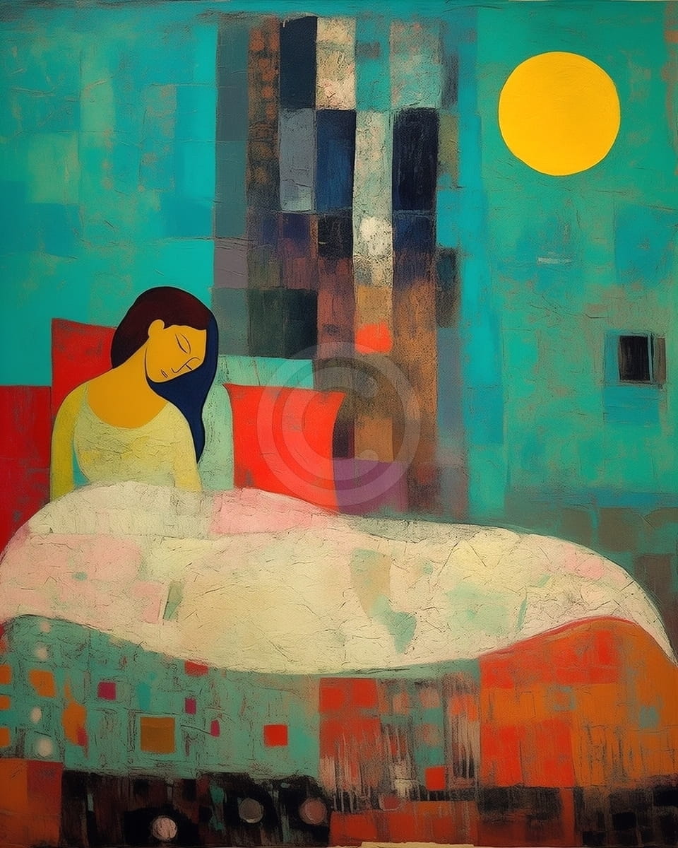 Tablou Femeie dormind sub lumina lunii