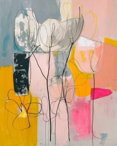 Flori abstracte in nuante pastel