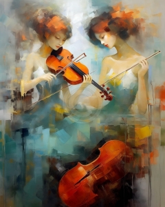 Fete cu vioara si violoncel