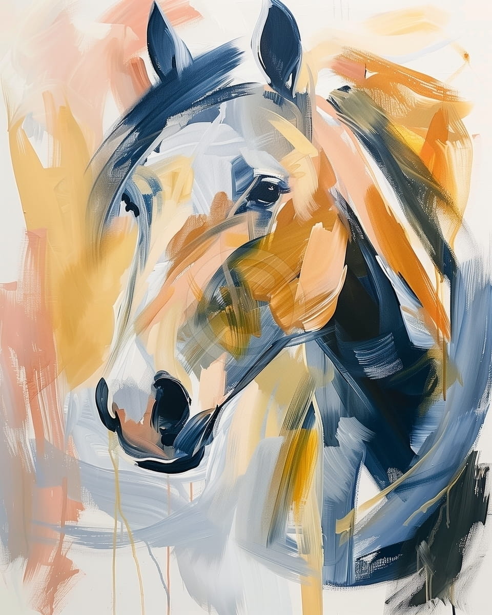 Tablou Cal realizat in tuse largi de culoare