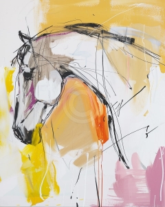 Cal schitat pe fundal galben