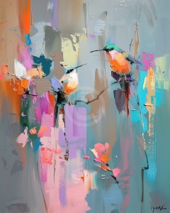 Colibri in culori abstracte