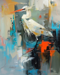 Egreta relizata in stil abstract