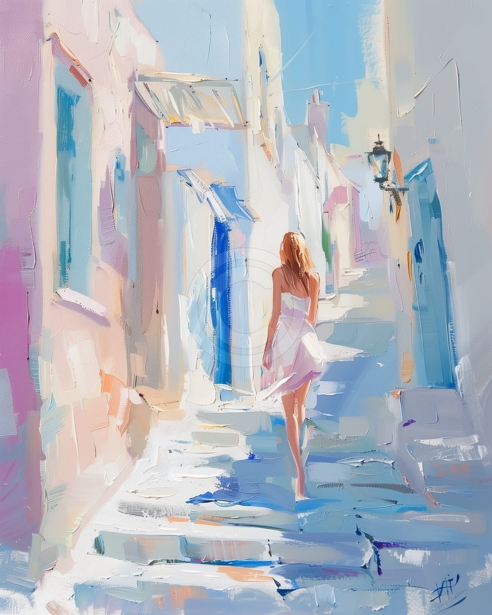 Tablou Femeie pe straduta greceasca