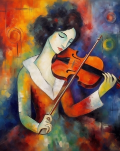 Femeie cantand la vioara