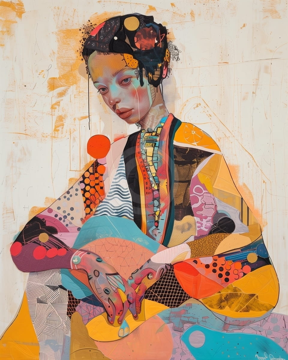 Tablou Portret modern in culori geometrice