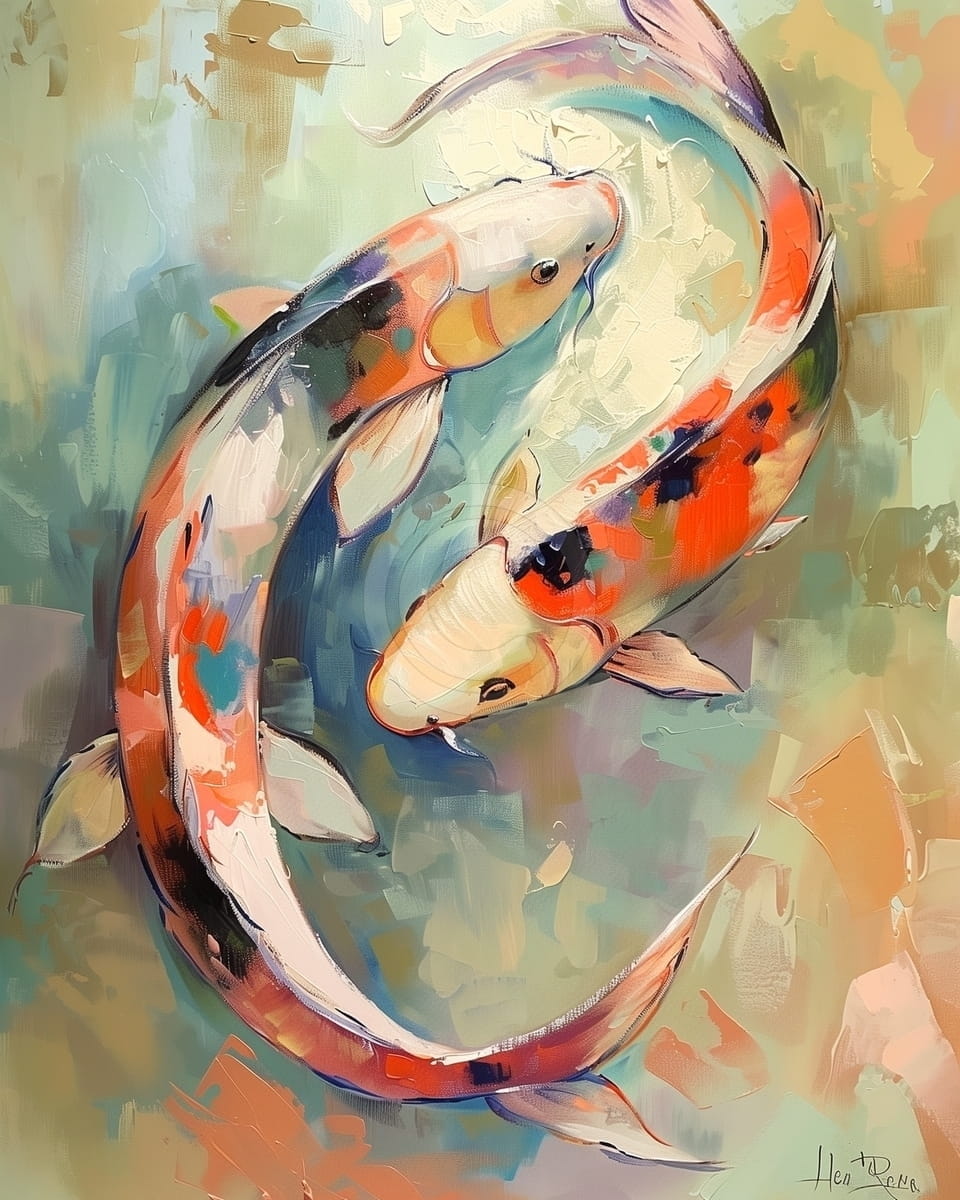 Tablou Doi pesti koi in armonie