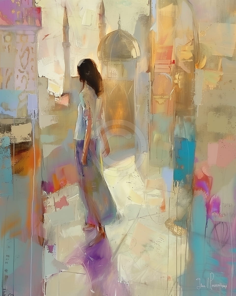 Tablou Femeie in oras oriental