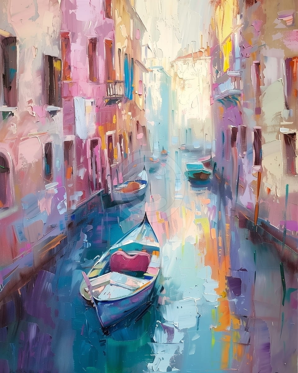 Tablou Gondola cu inima pe canal venetian