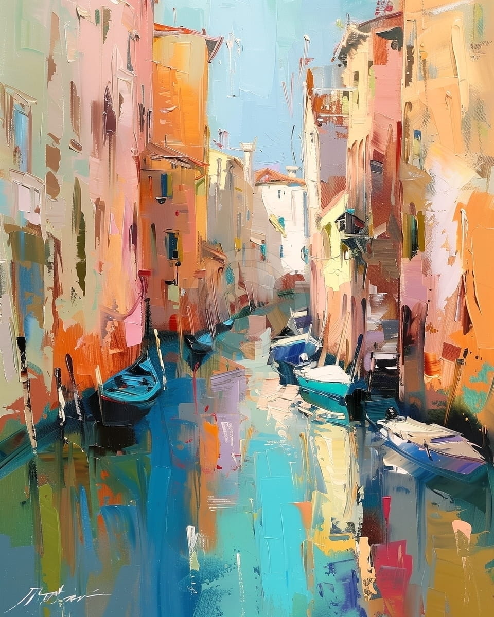 Tablou Canal venetian in lumina de dupa-amiaza