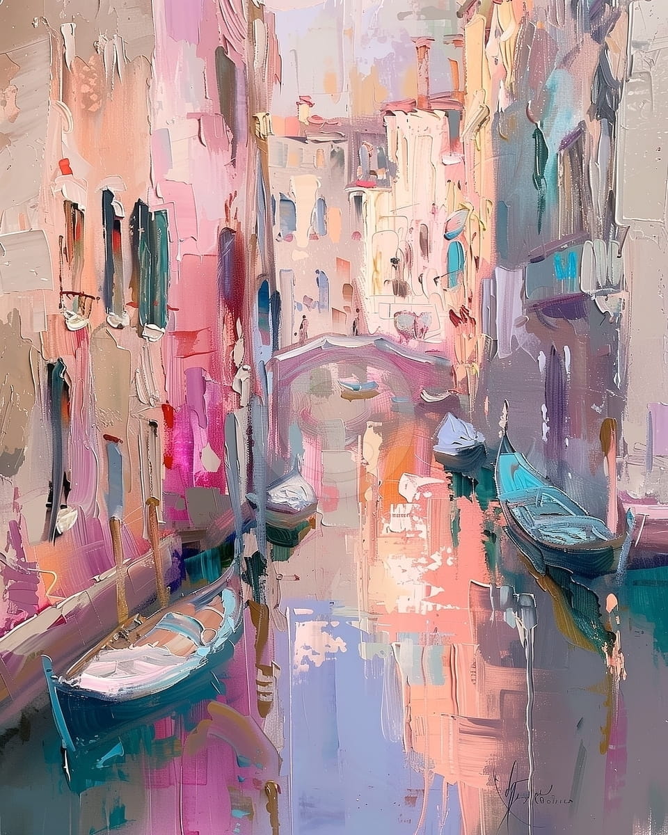 Tablou Apus pe canal venetian