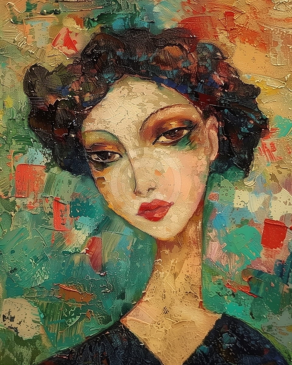 Tablou Portret expresiv femeie cu par ondulat