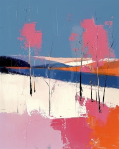 Peisaj abstract de iarna cu nuante calde