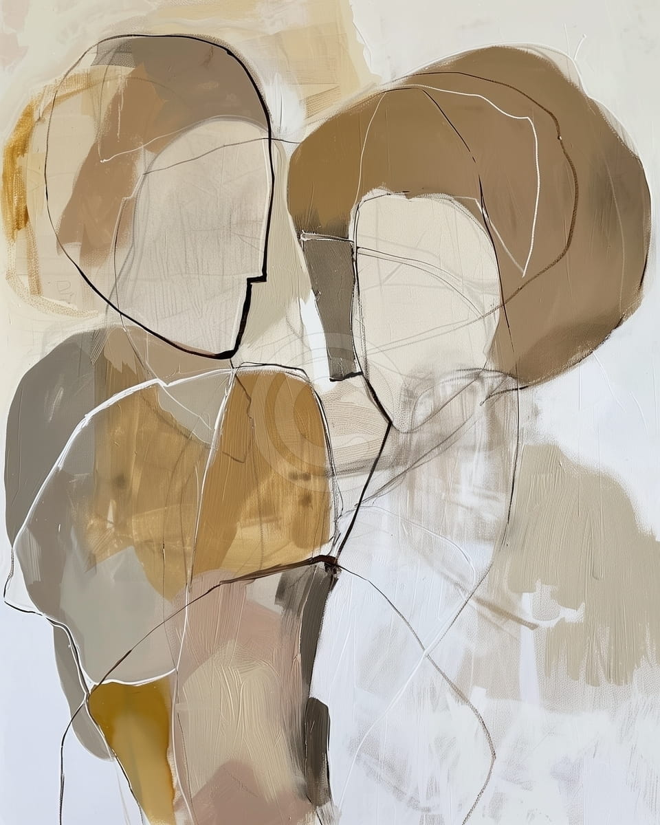 Tablou Cuplu abstract in tonuri neutre