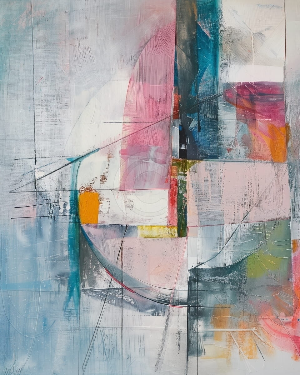 Tablou Abstract in nuante reci si accente vibrante