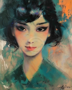 Portret femeie asiatica cu privire expresiva